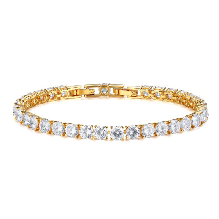 Jazz Tennis Bracelet with 5mm Clear Cubic Zirconia Bridal Gold Plated