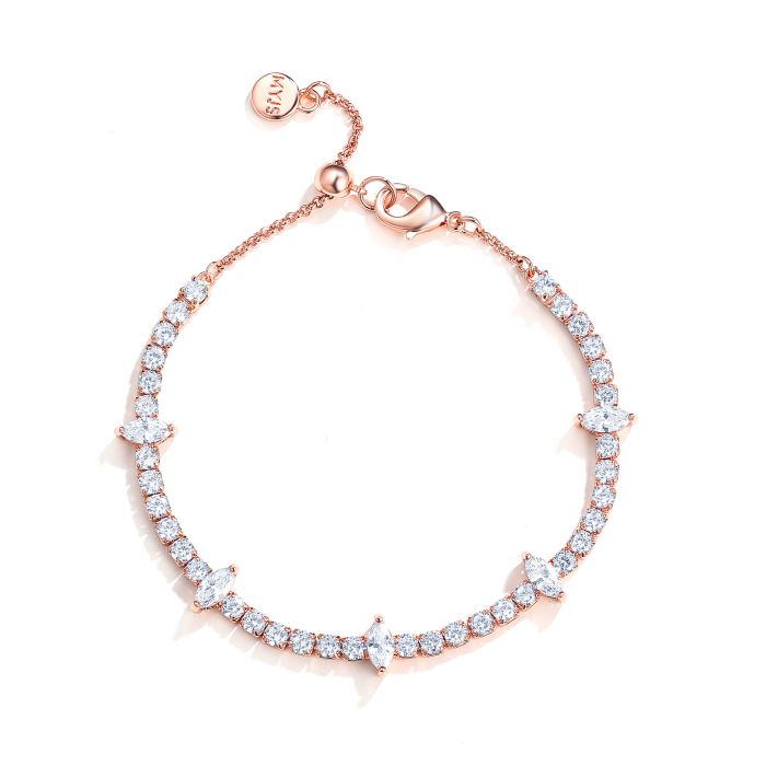 Fitz Tennis Bracelet with Clear Cubic Zirconia Rose Gold Plated