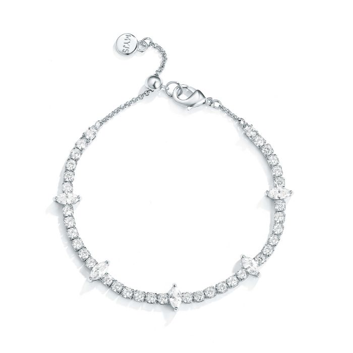 Fitz Tennis Bracelet with Clear Cubic Zirconia Rhodium Plated