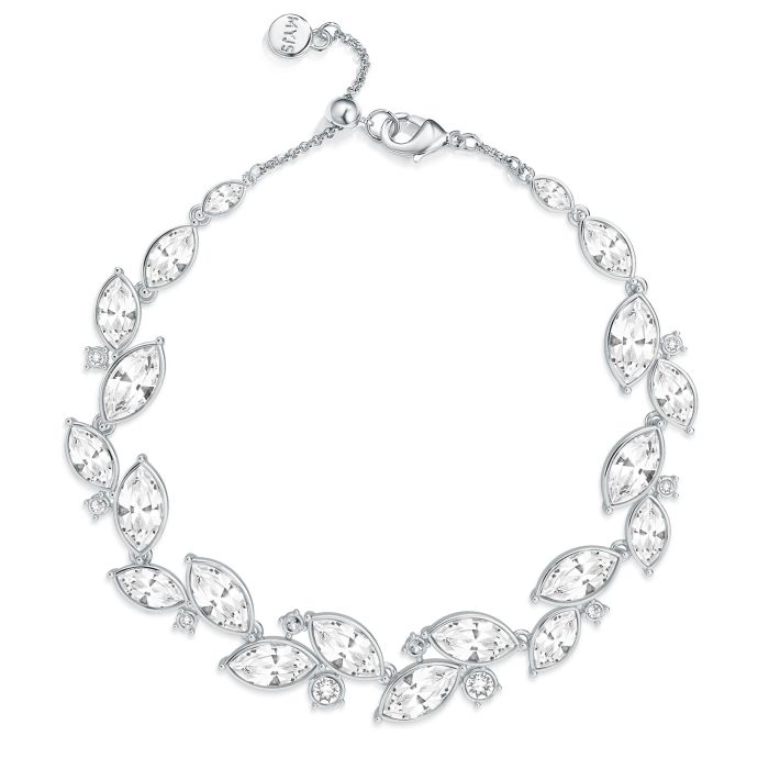 Paloma Bracelet with Clear Swarovski Crystals Rhodium Plated