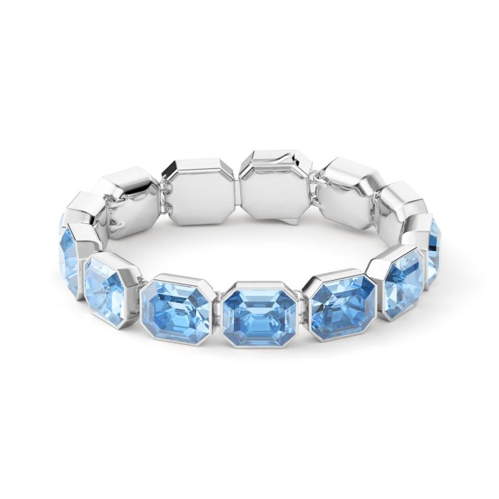 Octagon Sensational Tennis Bracelet Light Sapphire Crystals Rhodium Plated