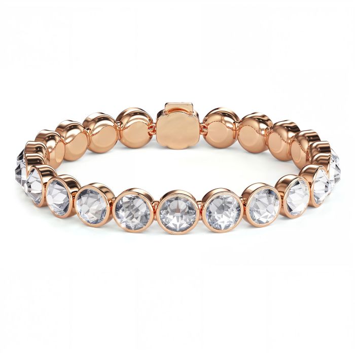 Statement Tennis Bracelet with Clear Crystals Rose Gold Plated
