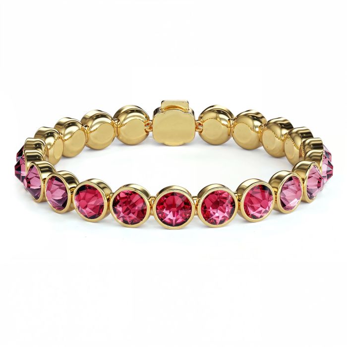Statement Tennis Bracelet with Rose Crystals Gold Plated
