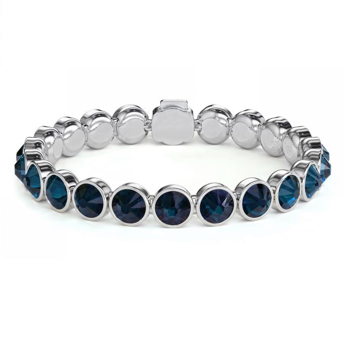 Statement Tennis Bracelet with Montana Crystals Rhodium Plated