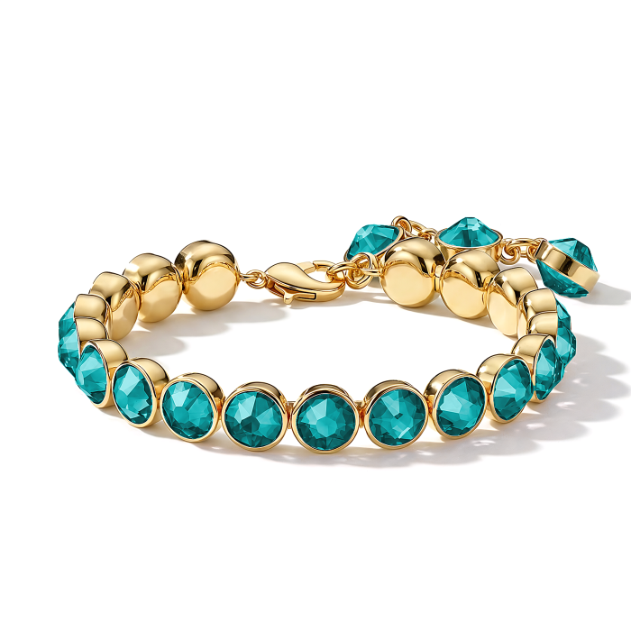 Signature Tennis Bracelet Blue Zircon Gold Plated