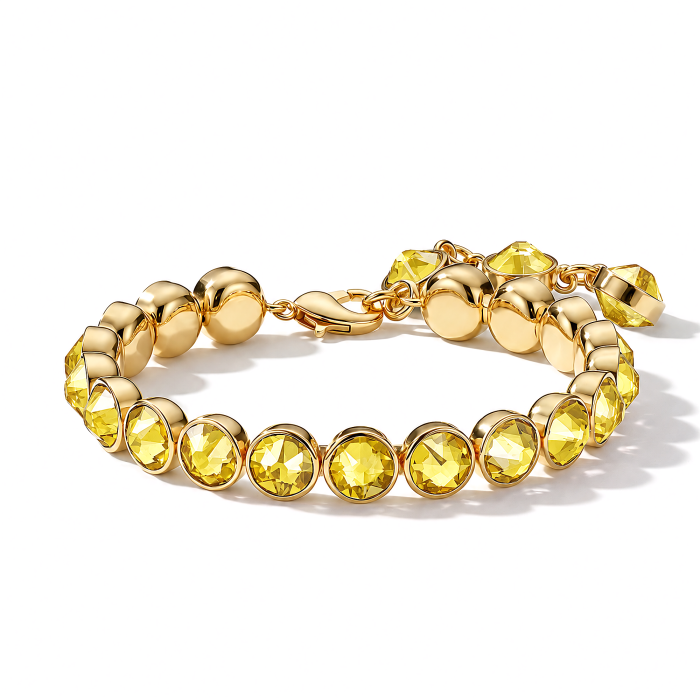 Signature Tennis Bracelet Light Topaz Gold Plated