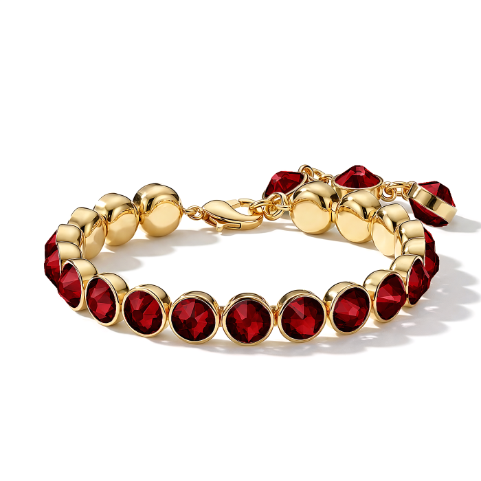 Signature Tennis Bracelet Ruby Gold Plated