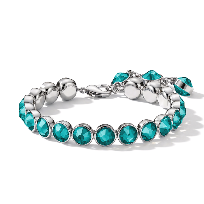 Signature Tennis Bracelet Blue Zircon Rhodium Plated