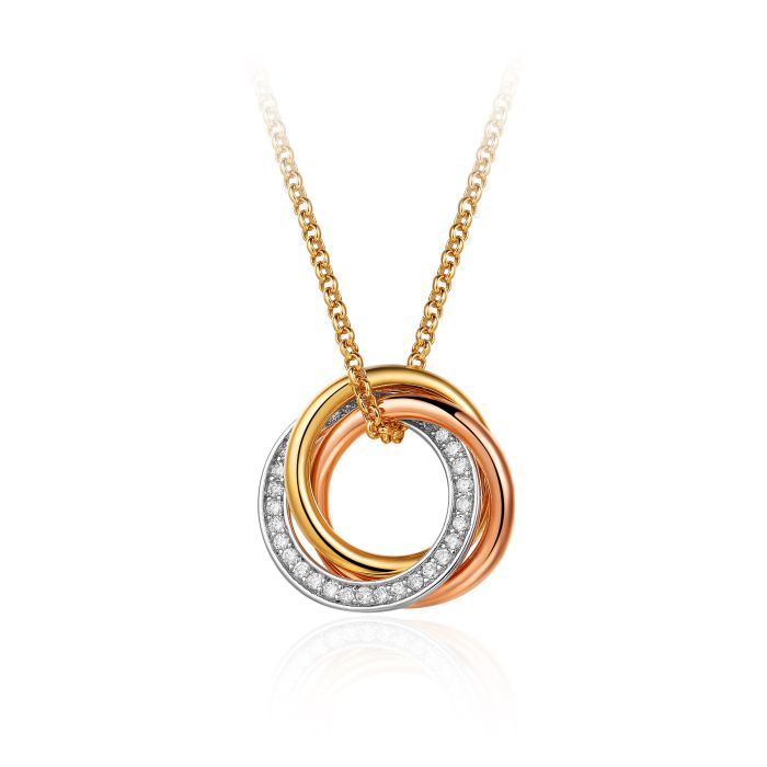 Trinity Brilliance Interlocking Necklace CZ Tri Gold Plated