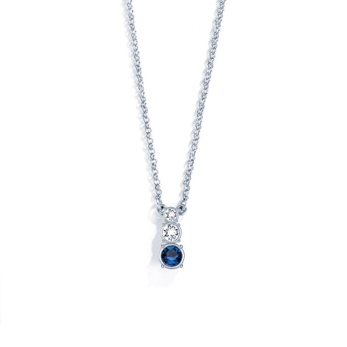 Attract Trilogy Round Pendant with Montana Austrian Crystals Rhodium Plated
