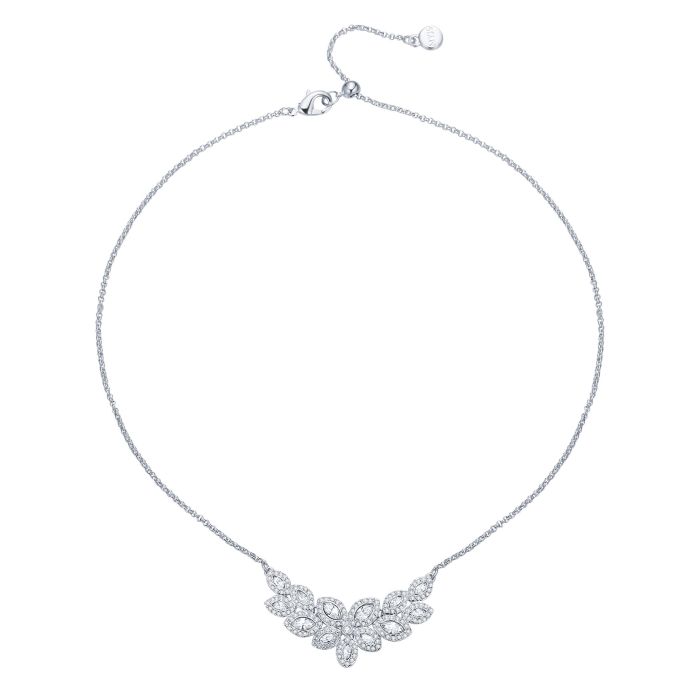 Baron Marquise Necklace with Clear Swarovski Crystals Rhodium Plated Bridal