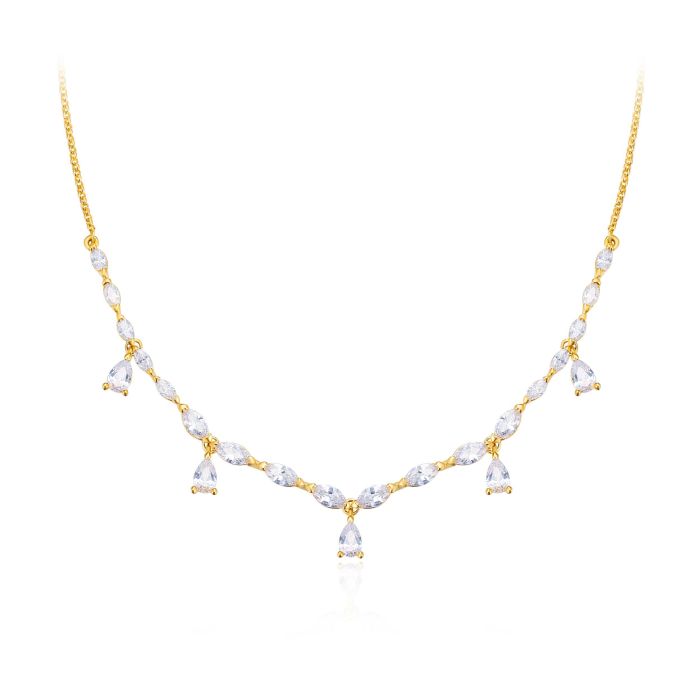 Louison Layer Necklace with Clear Cubic Zirconia Gold Plated
