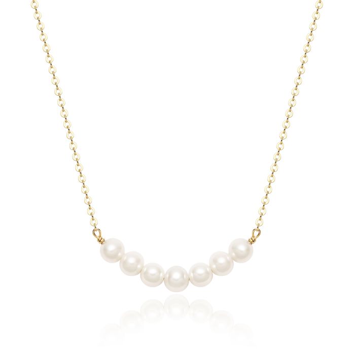 Organic Freshwater Pearl Bar Necklace Gold Plated