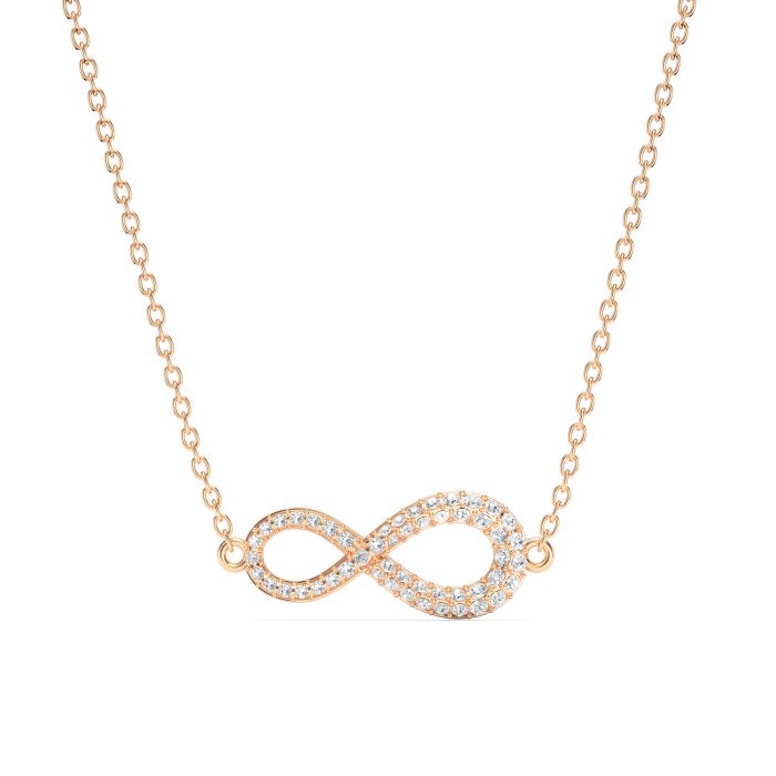 Infinity Pave Necklace Clear Crystals Rose Gold Plated