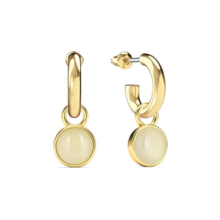 Round Cabochon Drop Earrings Amazonite Gold Plated