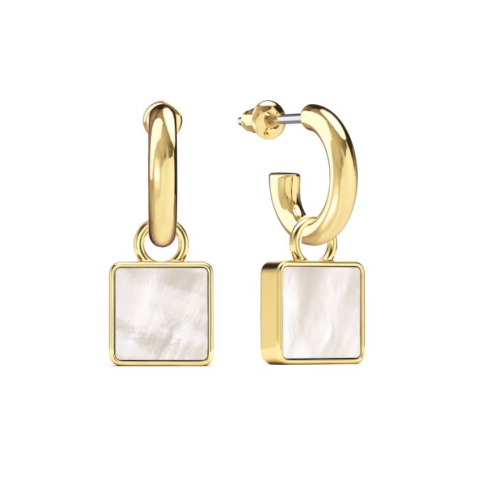 Square Drop Earrings Mother of Pearl Gold Plated