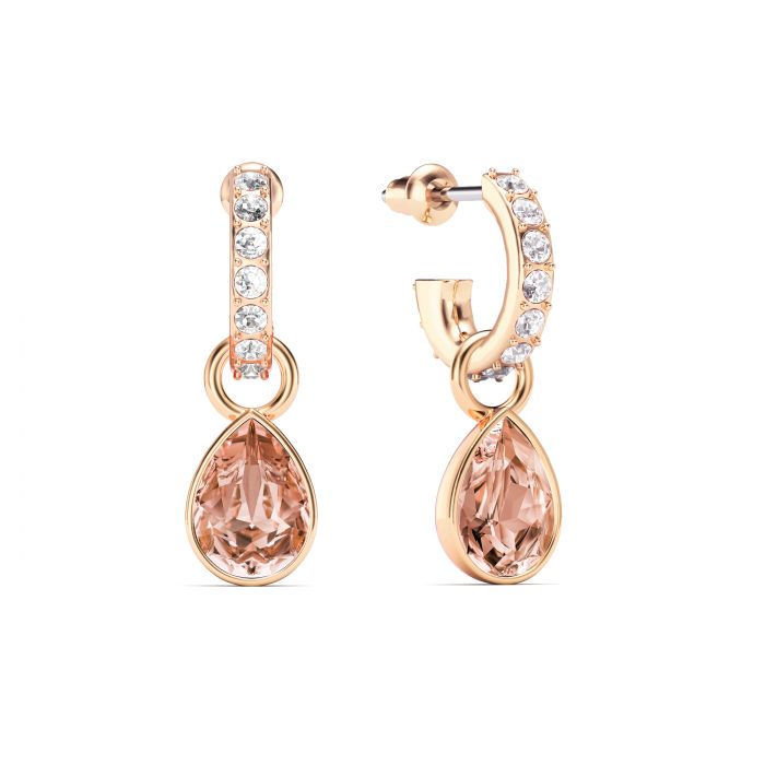 Petite Teardrop Vintage Rose Crystals Drop Earrings Rose Gold Plated