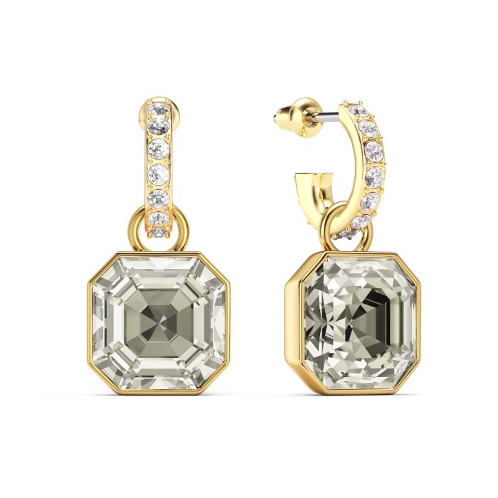 Asscher Mix Charms and Eternity 11mm Carrier Earrings Set Crystal Silver Shade Gold Plated