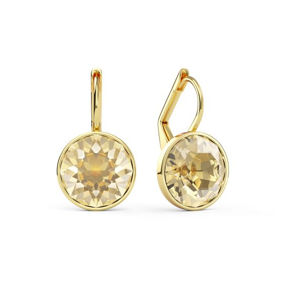 Bella Earrings with 4 Carat Clear Golden Shadow Crystals Earrings Swarovski Crystal Earrings Australia Sale MYJS Gold Plated Drop yellow Earrings