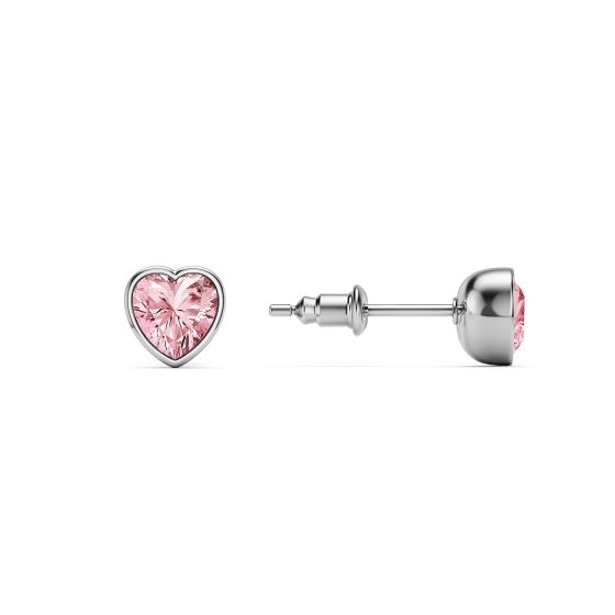 Heart Chroma Lifelong Stud Earrings with Light Rose Crystals