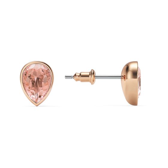 Teardrop Vintage Rose Crystals Stud Earrings Rose Gold Plated