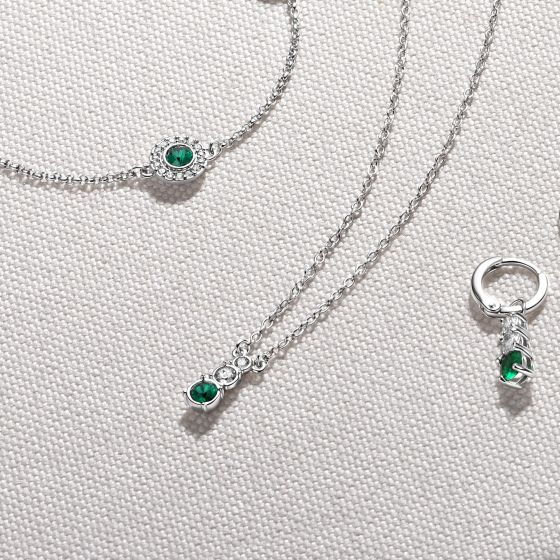 Attract Trilogy Round Pendant with Swarovski Emerald and
