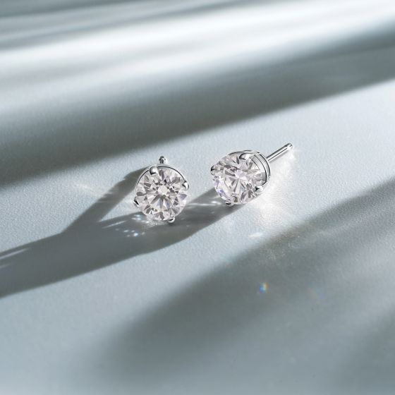 Silver and diamond stud earrings on sale