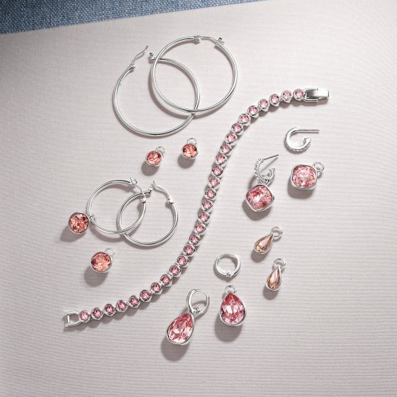 Tennis Bracelet with Swarovski Light Rose Rhodium Plated