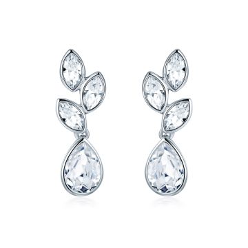 Tranquillity Drop Earrings with Clear Swarovski Crystals Bridal Wedding Rhodium Plated