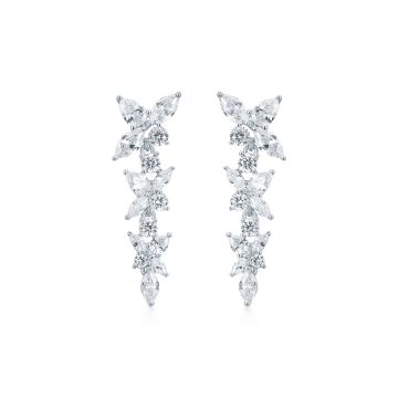 Victoria Cluster Drop Hanging Earrings CZ WGP Bridal Wedding Bridesmaid MYJS
