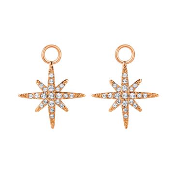 Polaris Star Mix Hoop Earring Charms made with Clear Swarovski Crystals Rose Gold Plated
