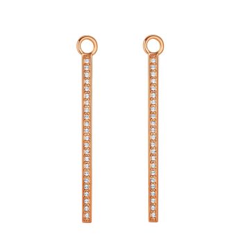 Vi Drop Bar Mix Hoop Earring Charms made with Clear Swarovski Crystals Rose Gold Plated
