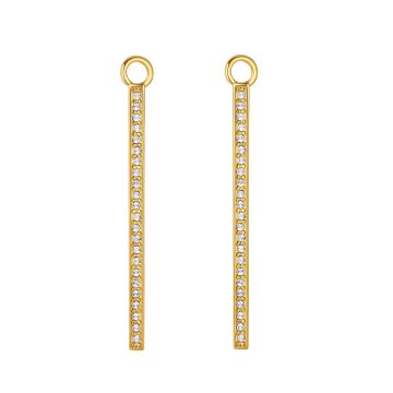 Vi Drop Bar Mix Hoop Earring Charms made with Clear Swarovski Crystals Gold Plated