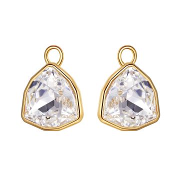 Trillion Statement Mix Hoop Earring Charms made with Clear Swarovski Crystals Gold Plated