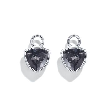 Trillion Mini Mix Charms with Crystal Silver Night Swarovski Crystal Rhodium Plated