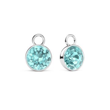 Bella 2 Carat Mix Charms with Light Turquoise Swarovski Crystals Rhodium Plated