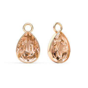 Statement Teardrop Mix Charms with Light Peach Swarovski Crystals Rose Gold Plated