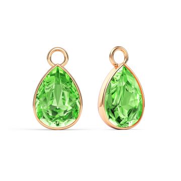 Statement Teardrop Mix Charms with Peridot Swarovski Crystals Rose Gold Plated