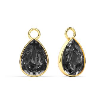 Statement Teardrop Mix Charms with Crystal Silver Night Swarovski Crystals Gold Plated
