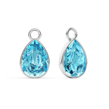Statement Teardrop Mix Charms with Aquamarine Swarovski Crystals Rhodium Plated