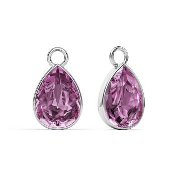 Statement Teardrop Mix Charms with Light Amethyst Swarovski Crystals Rhodium Plated