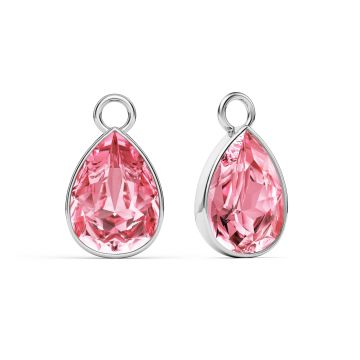 Statement Teardrop Mix Charms with Light Rose Swarovski Crystals Rhodium Plated