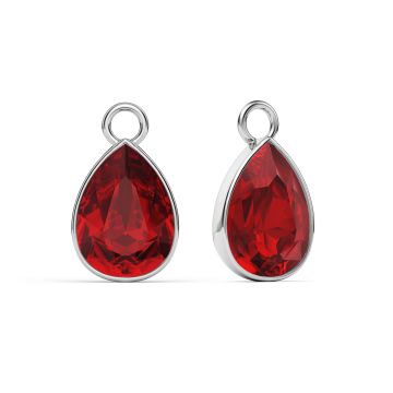 Statement Teardrop Mix Charms with Light Siam Swarovski Crystals Rhodium Plated