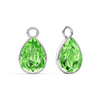 Statement Teardrop Mix Charms with Peridot Swarovski Crystals Rhodium Plated