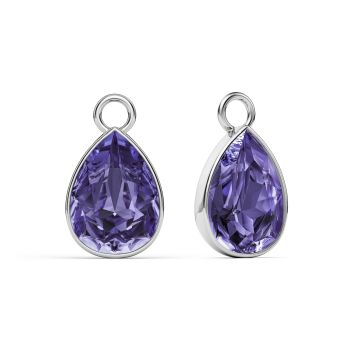 Statement Teardrop Mix Charms with Tanzanite Swarovski Crystals Rhodium Plated