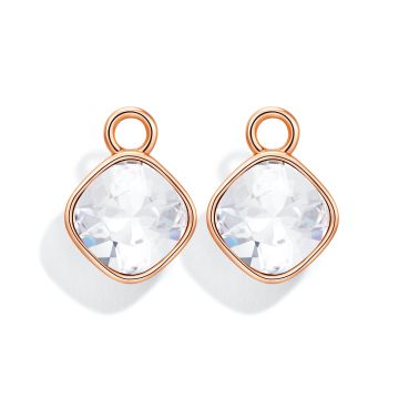 Cushion Mix Charms with Clear Swarovski Crystal Rose Gold Plated