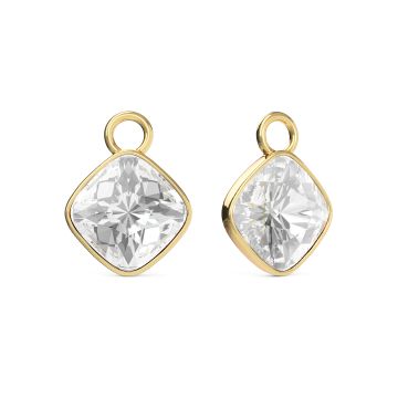 Cushion Mix Charms with Clear Swarovski Crystal Gold Plated
