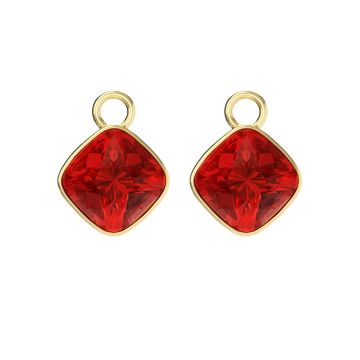 Cushion Mix Charms with Light Siam Swarovski Crystal Gold Plated