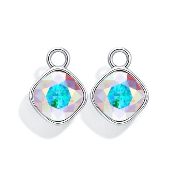 Cushion Mix Charms with Crystal Aurore Boreale Swarovski Crystal Rhodium Plated
