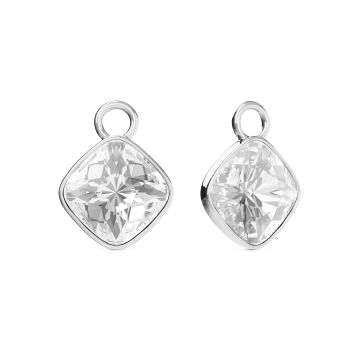 Cushion Mix Charms with Clear Swarovski Crystal Rhodium Plated
